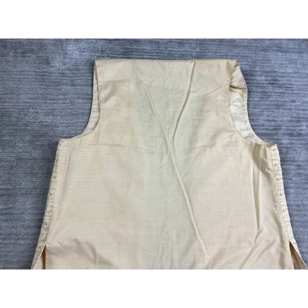 Unbranded Vest Womens 40 Cream Embroidered Wave Open Front Boho Raw Silk Style‎